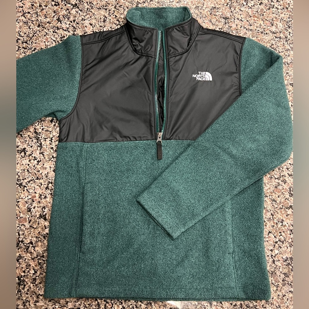 Kids North Face Denali Fleece Green Quarter Zip Jacket